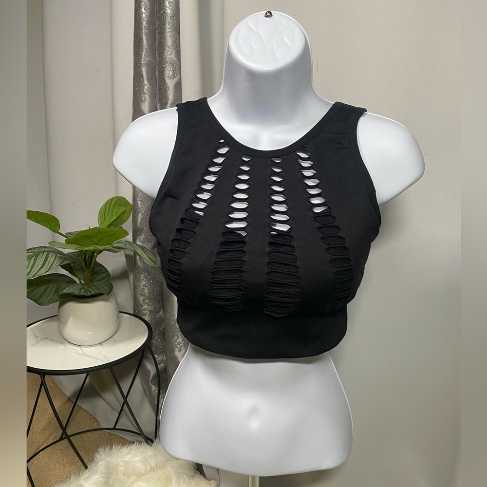 Fashion Nova, Sports Bra, Black, Size M